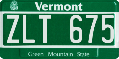 VT license plate ZLT675
