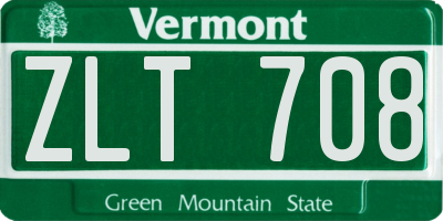 VT license plate ZLT708