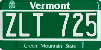 VT license plate ZLT725