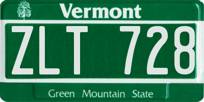 VT license plate ZLT728