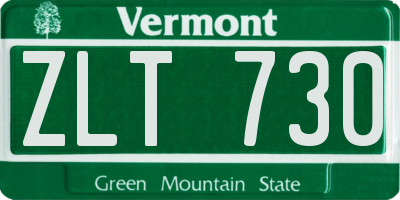 VT license plate ZLT730