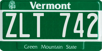 VT license plate ZLT742