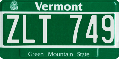 VT license plate ZLT749