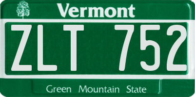 VT license plate ZLT752