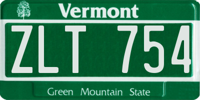 VT license plate ZLT754