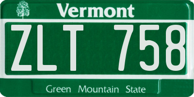 VT license plate ZLT758