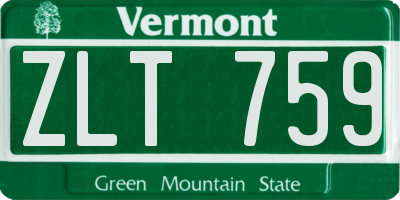 VT license plate ZLT759