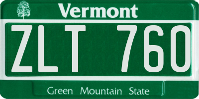 VT license plate ZLT760