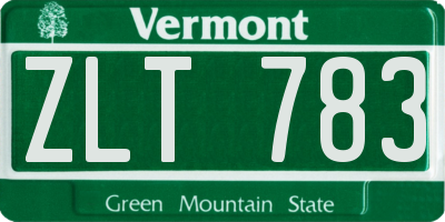 VT license plate ZLT783