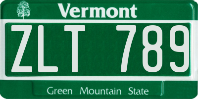 VT license plate ZLT789