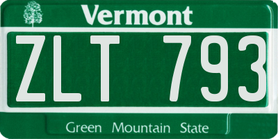 VT license plate ZLT793