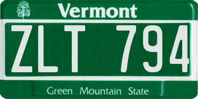 VT license plate ZLT794