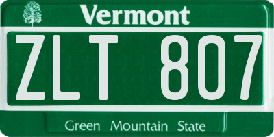 VT license plate ZLT807