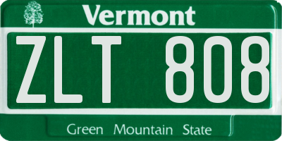 VT license plate ZLT808