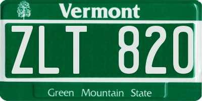 VT license plate ZLT820