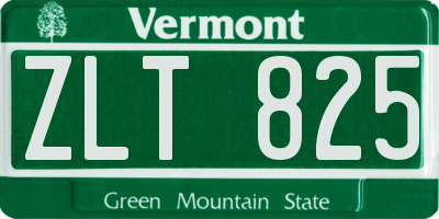 VT license plate ZLT825