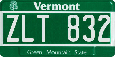 VT license plate ZLT832