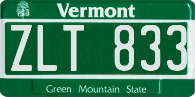 VT license plate ZLT833