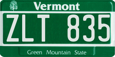 VT license plate ZLT835