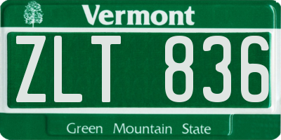 VT license plate ZLT836