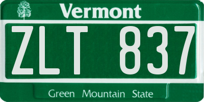 VT license plate ZLT837