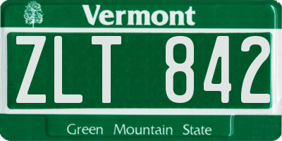 VT license plate ZLT842