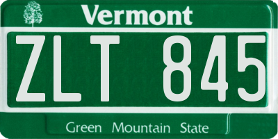 VT license plate ZLT845