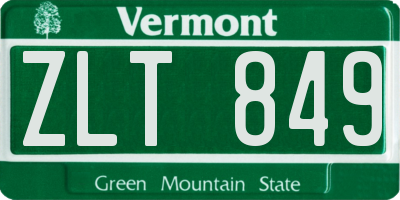 VT license plate ZLT849