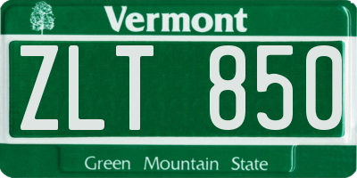 VT license plate ZLT850