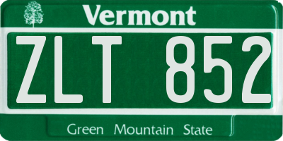 VT license plate ZLT852