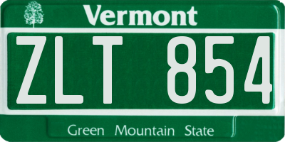 VT license plate ZLT854
