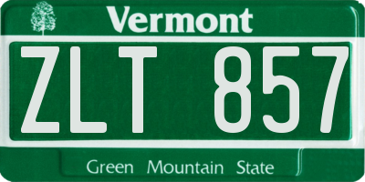 VT license plate ZLT857