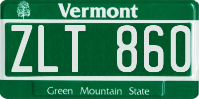 VT license plate ZLT860