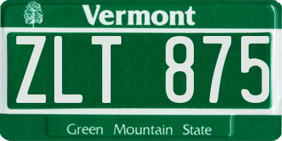 VT license plate ZLT875