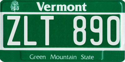 VT license plate ZLT890