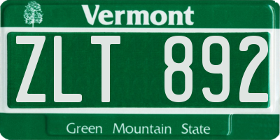 VT license plate ZLT892
