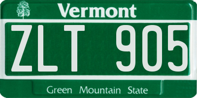 VT license plate ZLT905