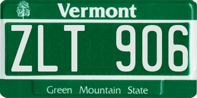 VT license plate ZLT906