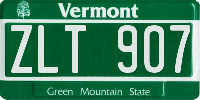 VT license plate ZLT907