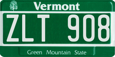 VT license plate ZLT908