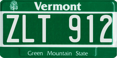 VT license plate ZLT912