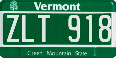 VT license plate ZLT918