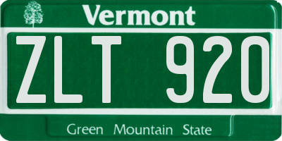 VT license plate ZLT920