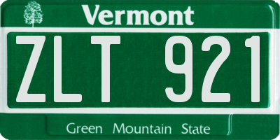 VT license plate ZLT921
