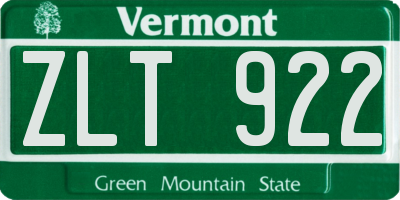 VT license plate ZLT922