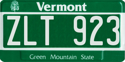 VT license plate ZLT923
