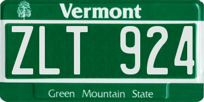 VT license plate ZLT924