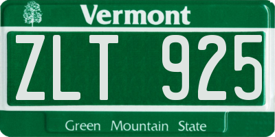VT license plate ZLT925