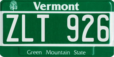 VT license plate ZLT926