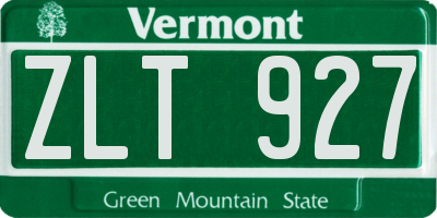 VT license plate ZLT927